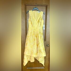 Kay Unger Yellow Gold High Low Cocktail Dress